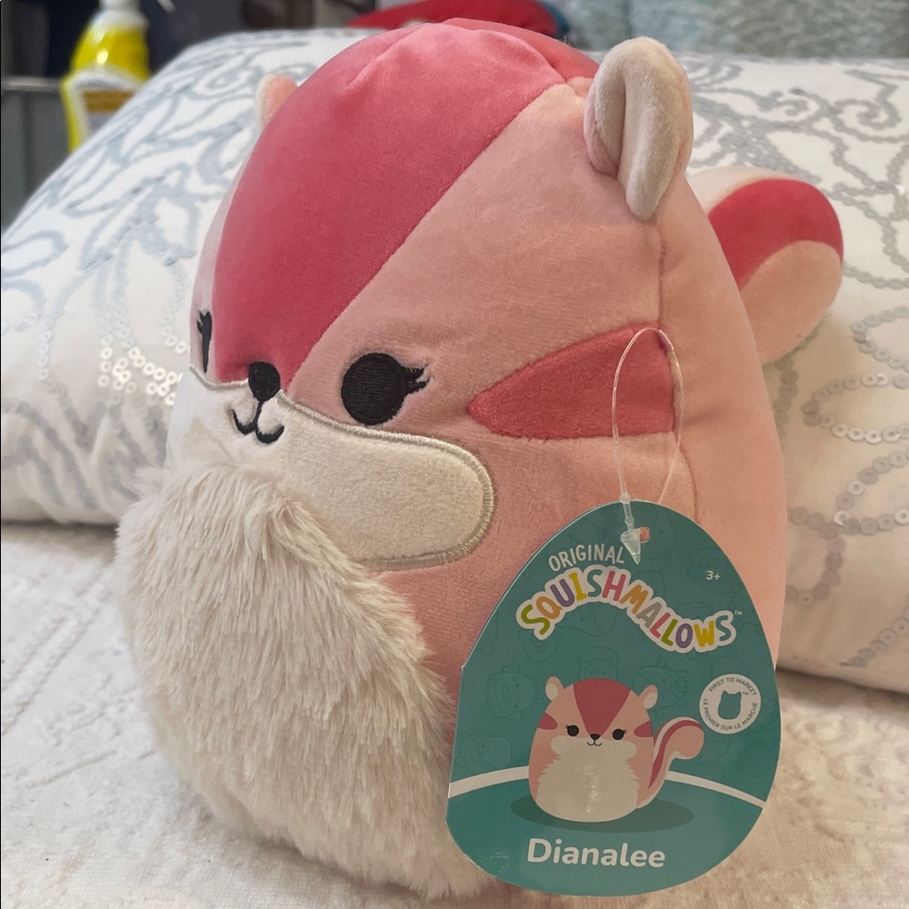 Squishmallows Dianalee squirrel, pink and cream , Plush toy